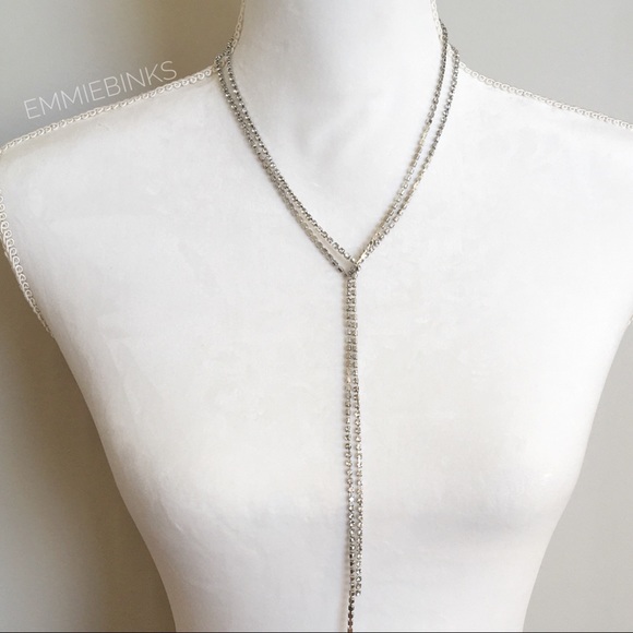 NWT Rhinestone Plunge Necklace ~ Multiple Ways of Wearing ~ Lariat / Choker Hair - Picture 2 of 12